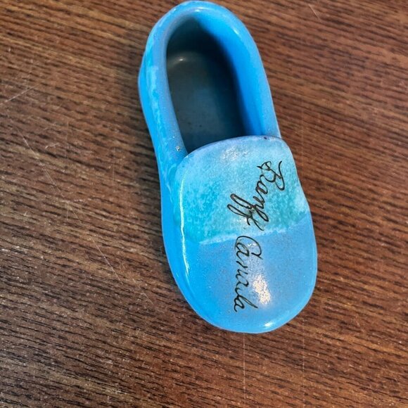 Vintage Turquoise Drip Glaze Pottery Blue Green Moccasin Shoe Banff Canada - Picture 5 of 8